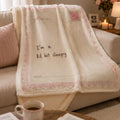 Vintage Postcard Rose I'm a Lil Bit Sleepy Sherpa Fleece Blanket | Scalloped Love Letter