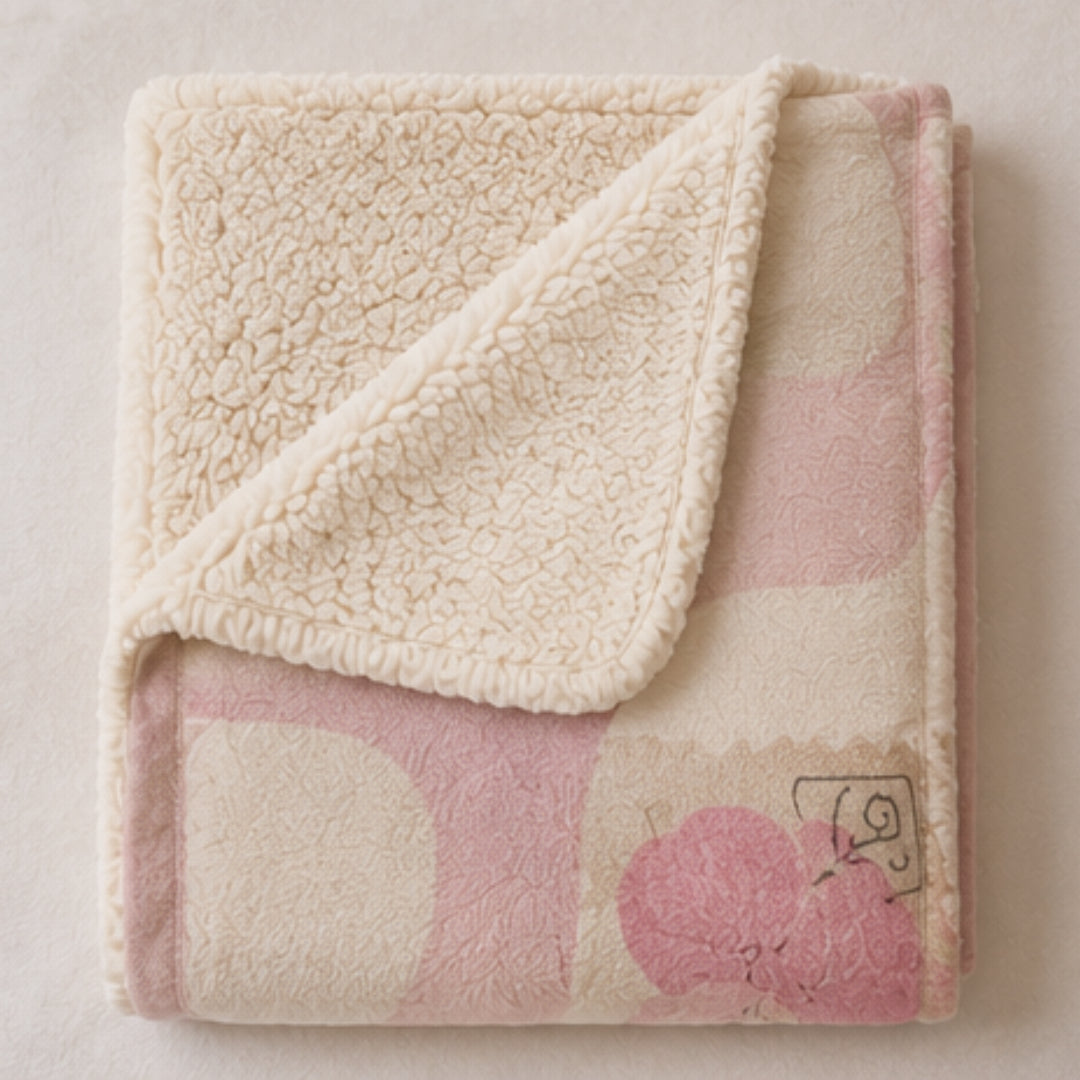 Vintage Postcard Rose I'm a Lil Bit Sleepy Sherpa Fleece Blanket | Scalloped Love Letter