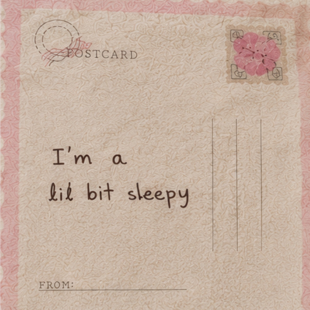 Vintage Postcard Rose I'm a Lil Bit Sleepy Sherpa Fleece Blanket | Scalloped Love Letter